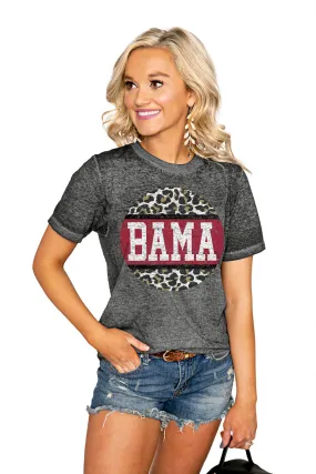 ALABAMA CRIMSON TIDE "SCOOP & SCORE" ACID WASH BOYFRIEND SHORT SLEEVE TEE