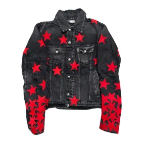 Amiri x Chemist Ultra Suede Star Patch Denim Jacket Aged Black Red