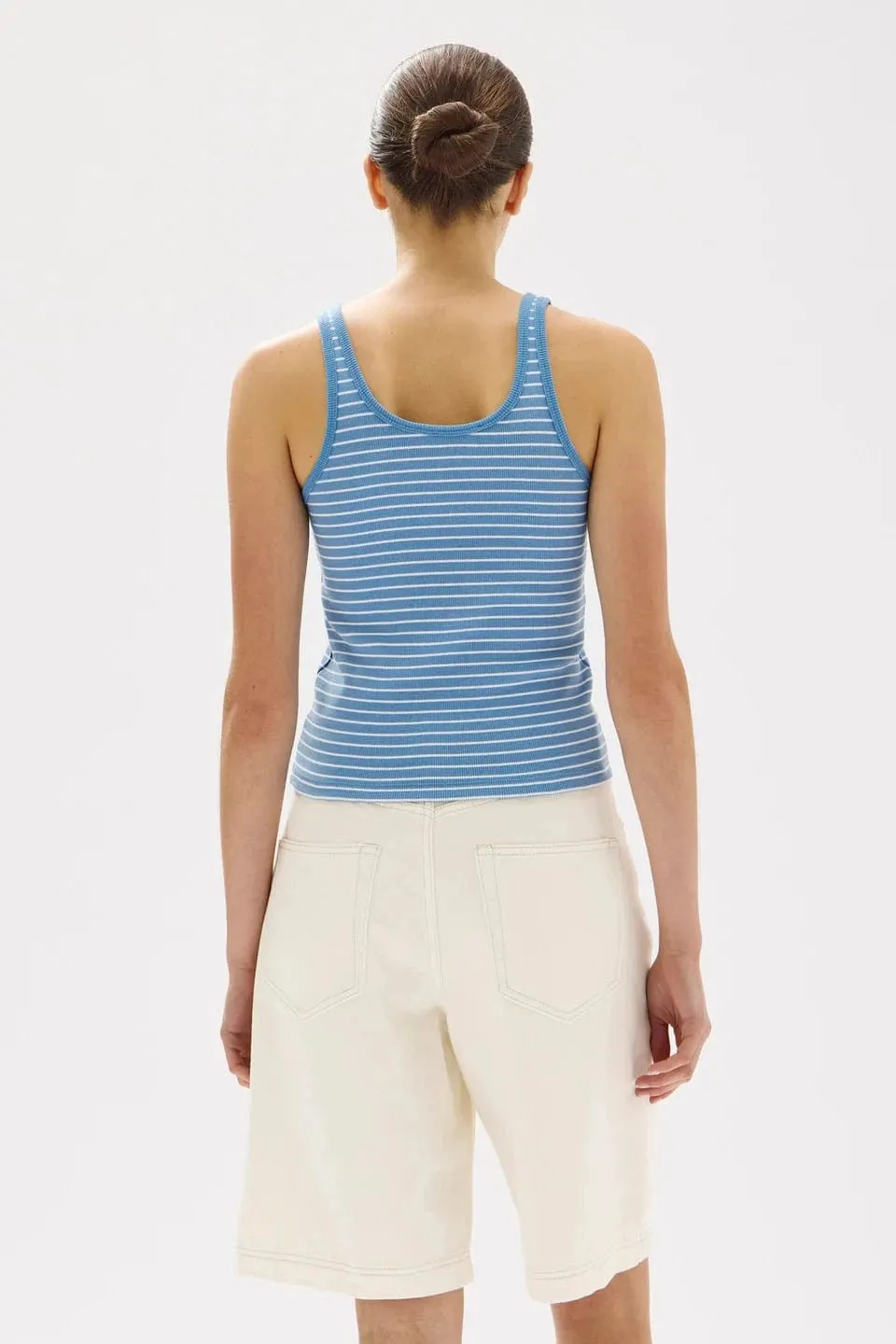 Assembly Label | Drew Stripe Tank - Bahama/White