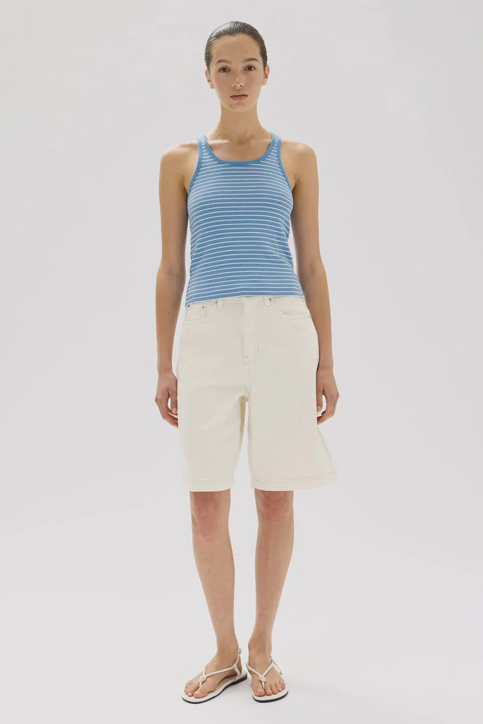 Assembly Label | Drew Stripe Tank - Bahama/White