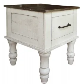 Avalon Rustic Farmhouse 1 Drawer End Table - White