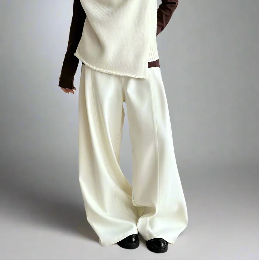 Beige Wide-Leg Boyfriend Trousers – Relaxed and Elegant