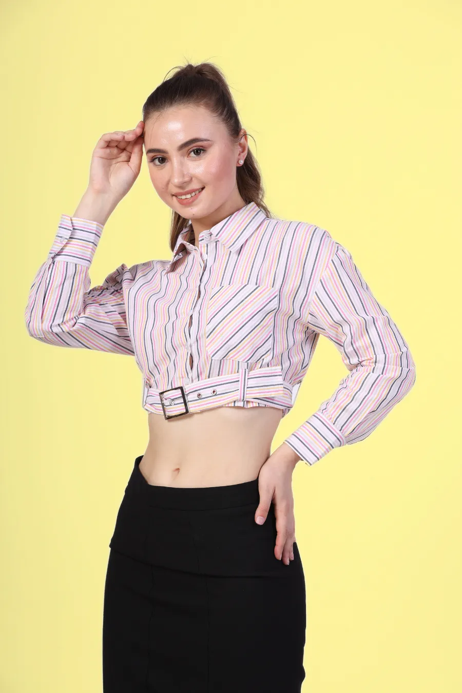 Belted Crop Shirt Sewing Pattern 'Fern'