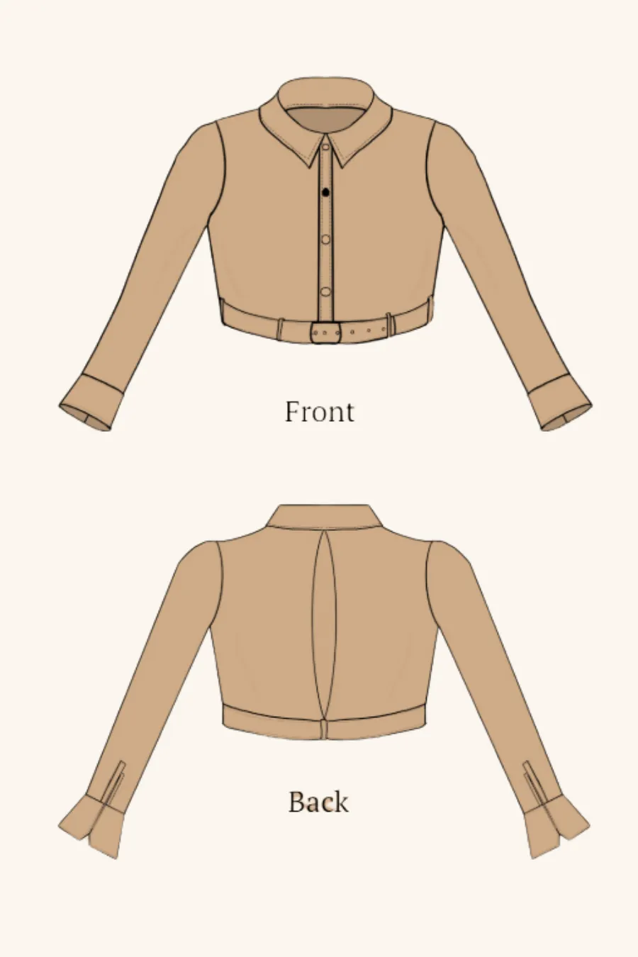 Belted Crop Shirt Sewing Pattern 'Fern'