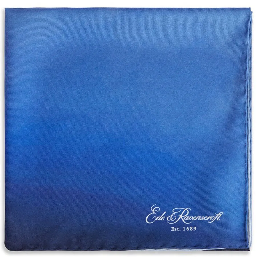 Blue Watercolour Silk Pocket Square