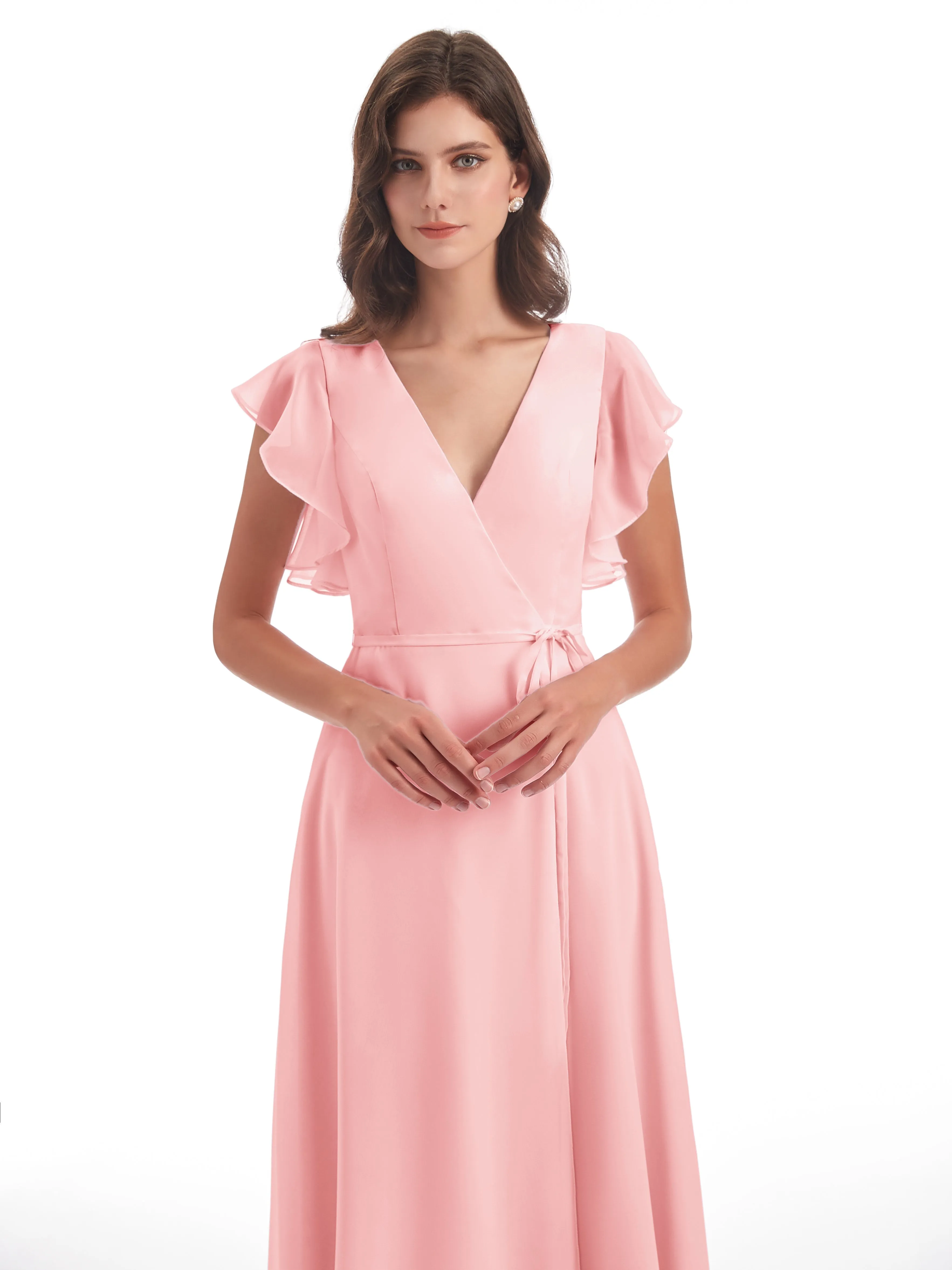 Bridesmaid Dress Blush Rose Charming Scoop Chiffon Bridesmaid Dresses