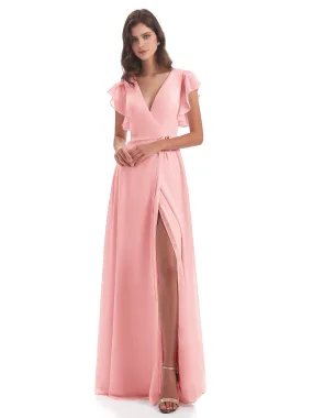 Bridesmaid Dress Blush Rose Charming Scoop Chiffon Bridesmaid Dresses