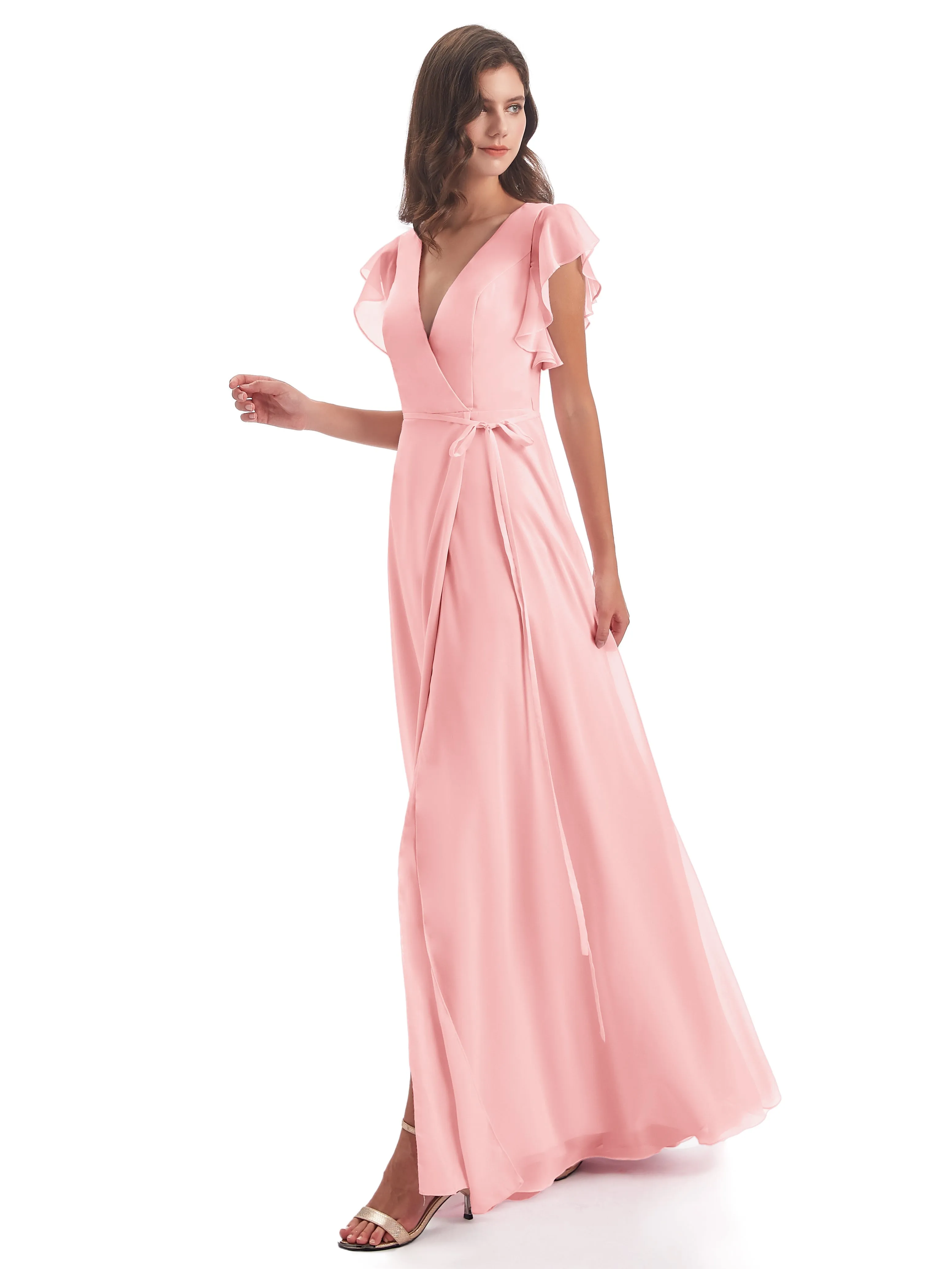 Bridesmaid Dress Blush Rose Charming Scoop Chiffon Bridesmaid Dresses