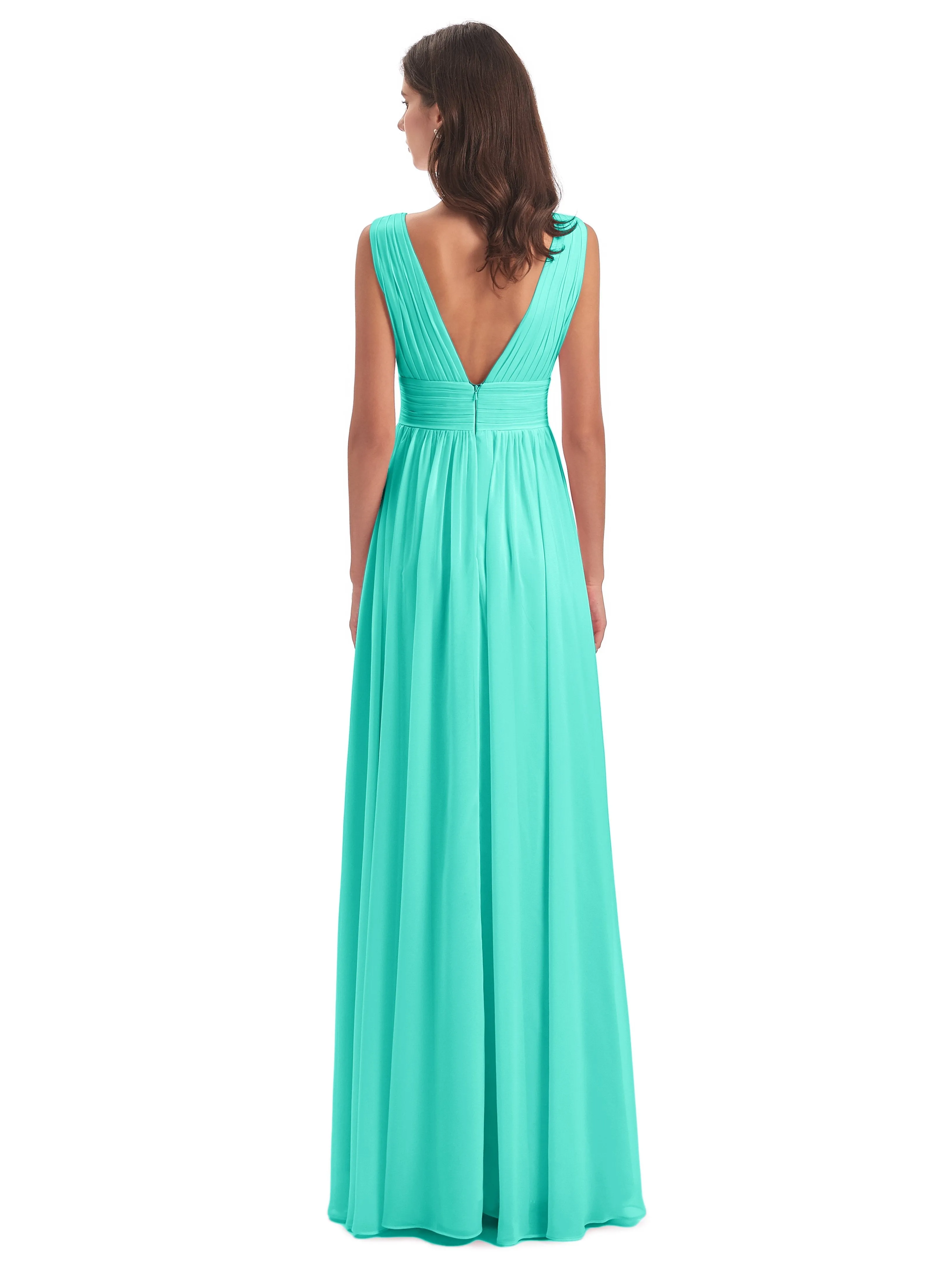 Bridesmaid Dresses Spa Charming Chiffon V Neck Split Long Bridesmaid Dresses