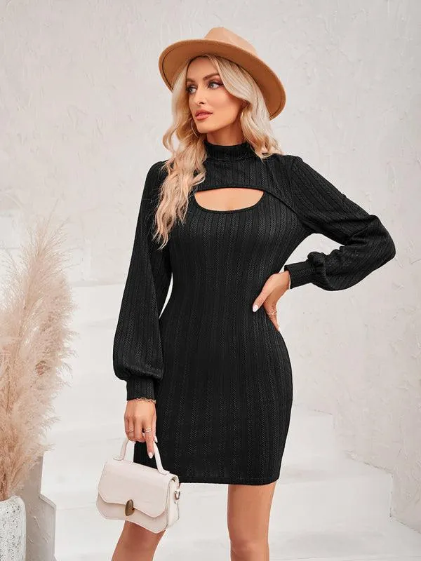 Chic Cutout Women's Tailored Long Sleeve Dress