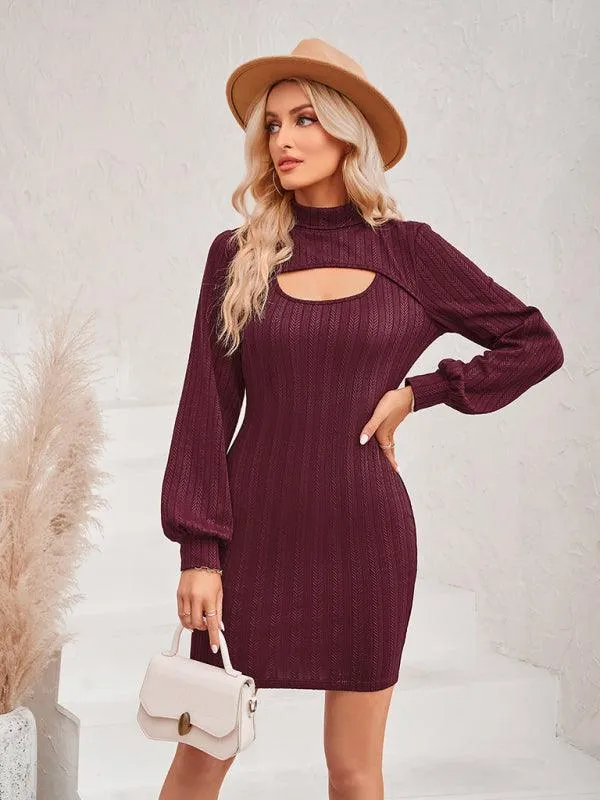 Chic Cutout Women's Tailored Long Sleeve Dress