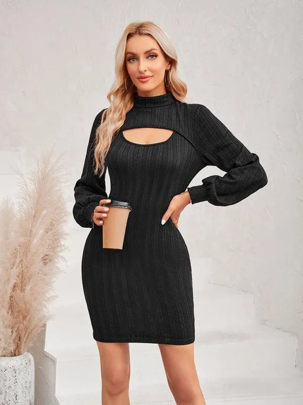 Chic Cutout Women's Tailored Long Sleeve Dress