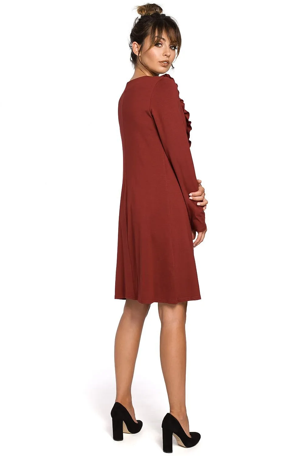 Chic Frilled Comfort Shirt Dress