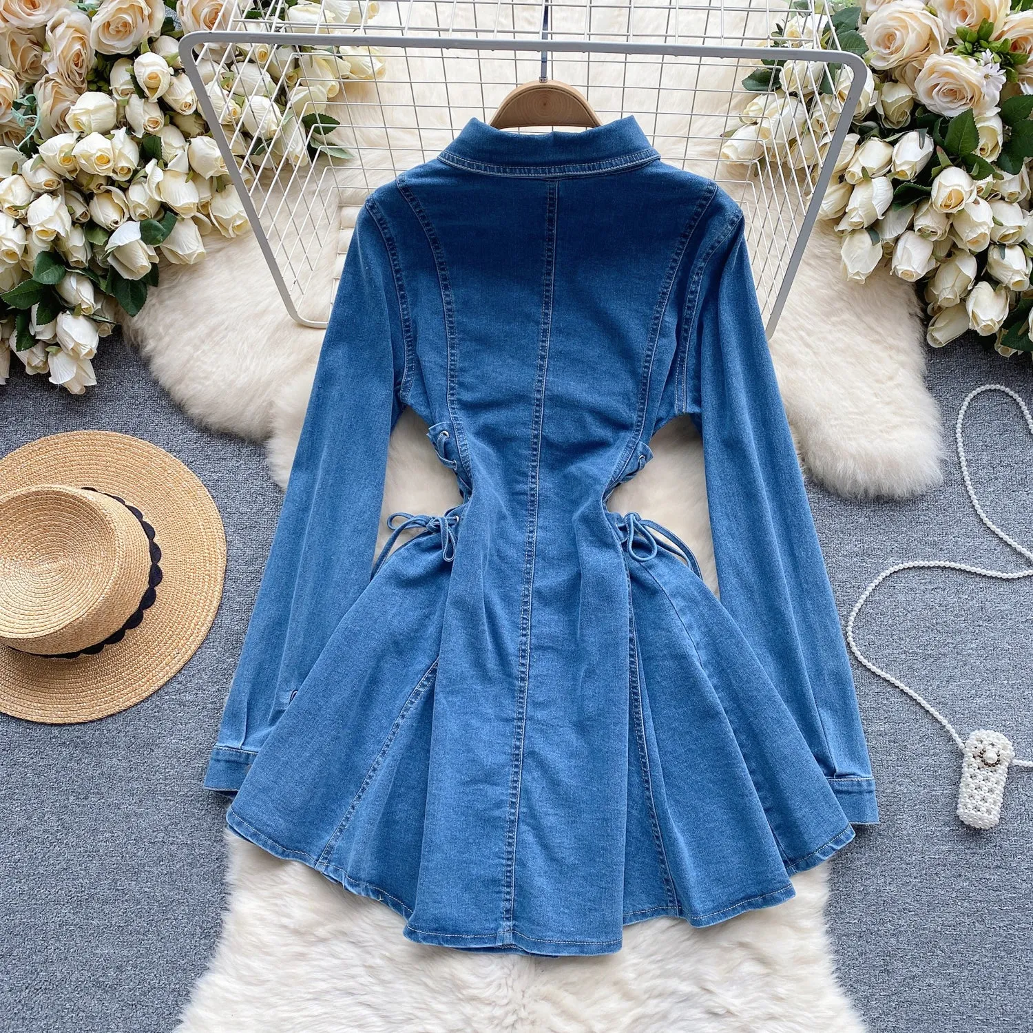 Chic Single-breasted Denim Dress