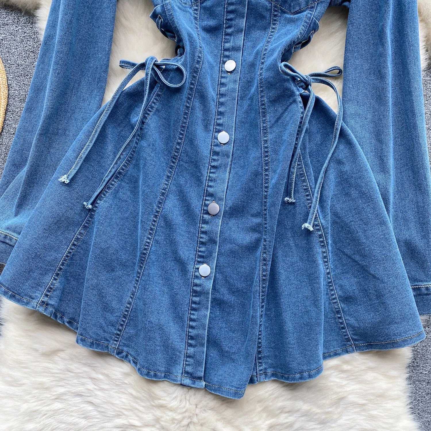 Chic Single-breasted Denim Dress