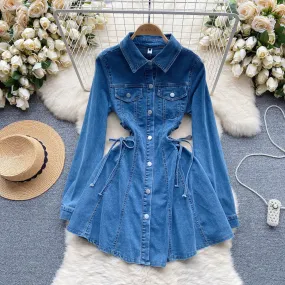 Chic Single-breasted Denim Dress