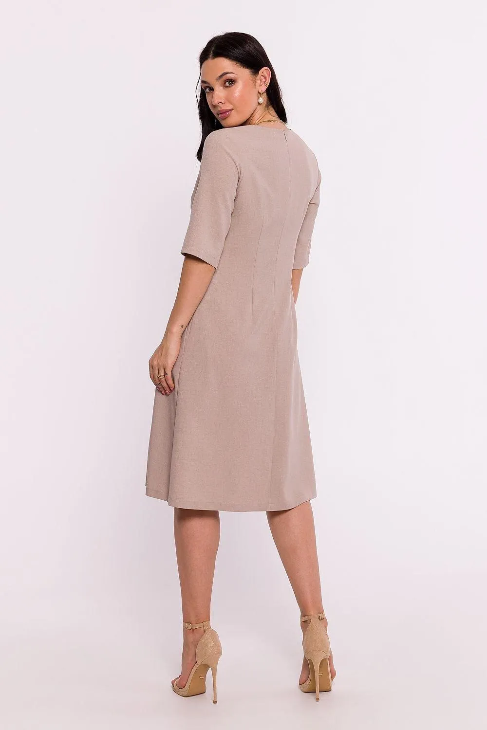 Chic Trapezoid Summer Dress with Back Zipper