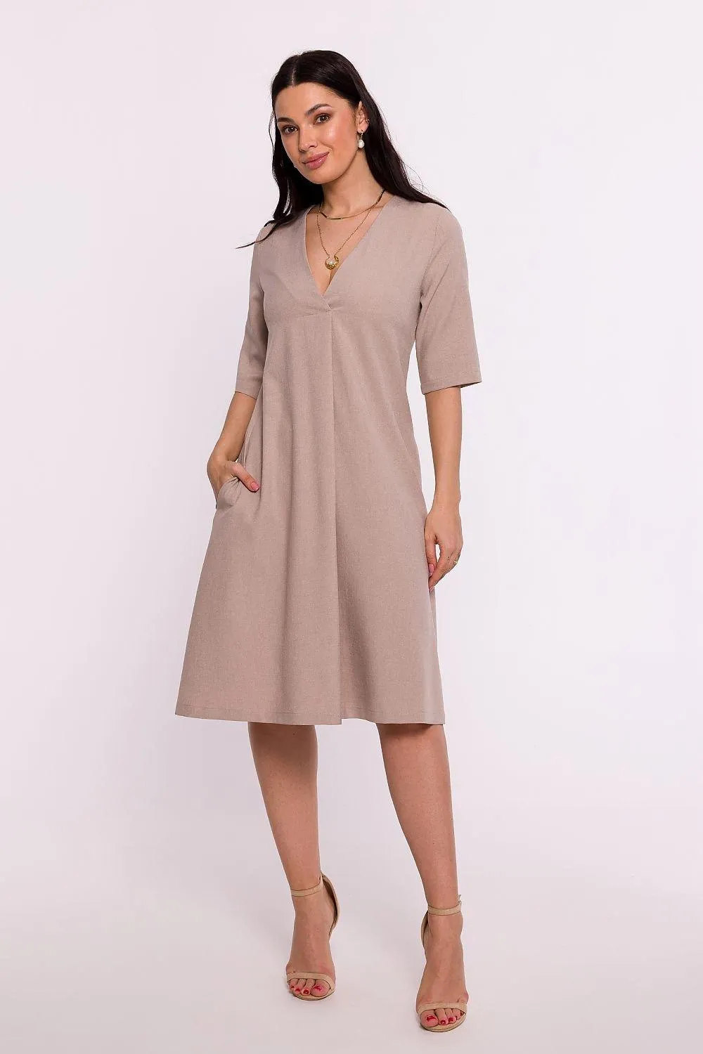 Chic Trapezoid Summer Dress with Back Zipper