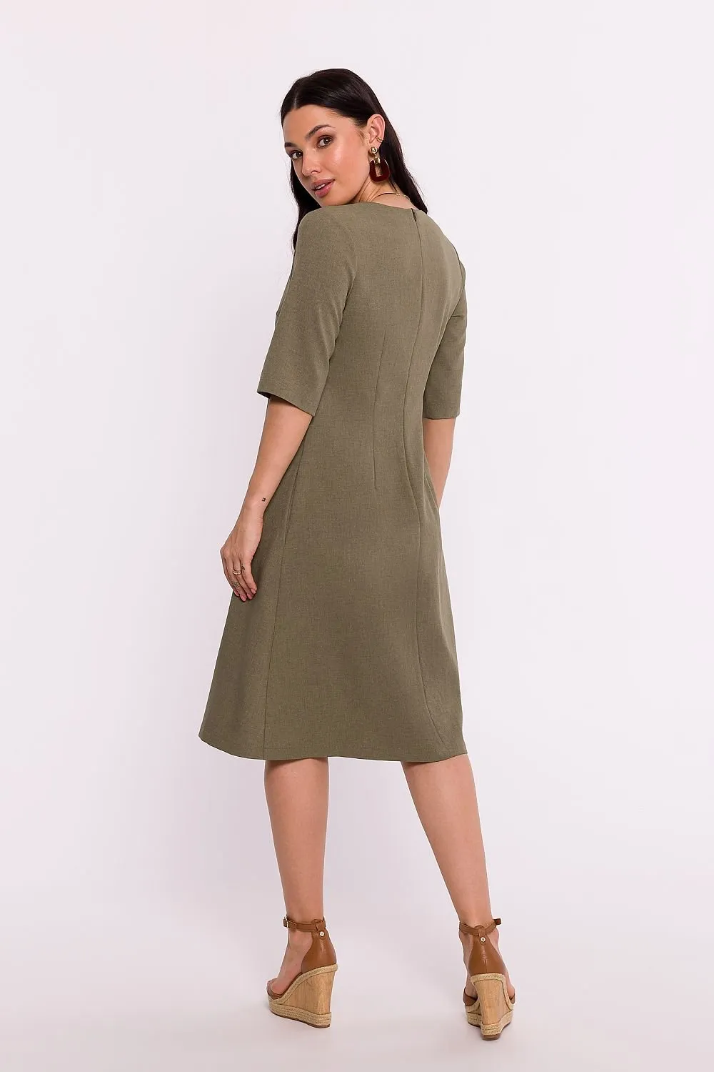 Chic Trapezoid Summer Dress with Back Zipper