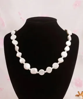 Chic White Asymmetricar Pearl Gratuated Bead Necklace ML0353