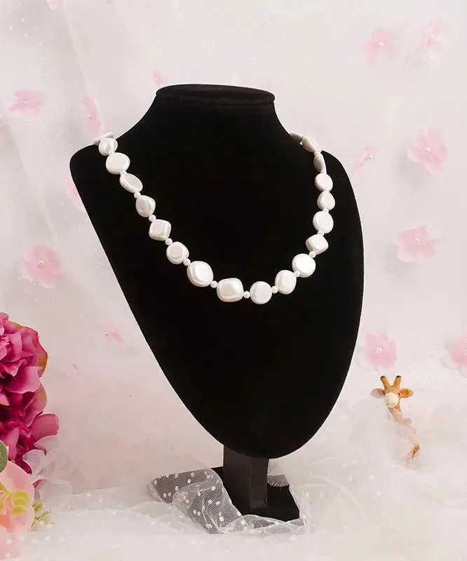 Chic White Asymmetricar Pearl Gratuated Bead Necklace ML0353