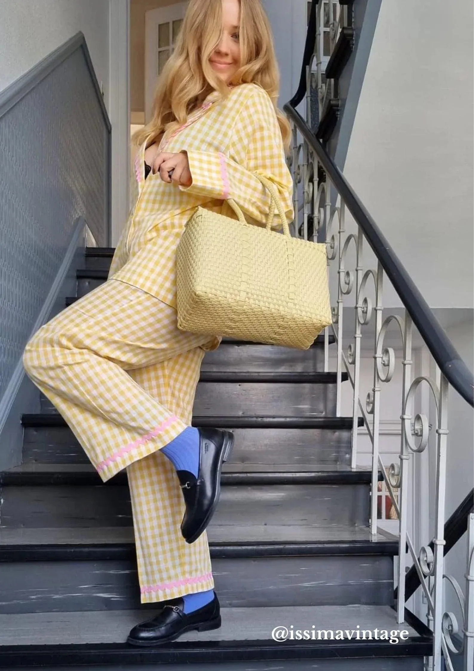 Chloe PJ set - egg yolk yellow gingham