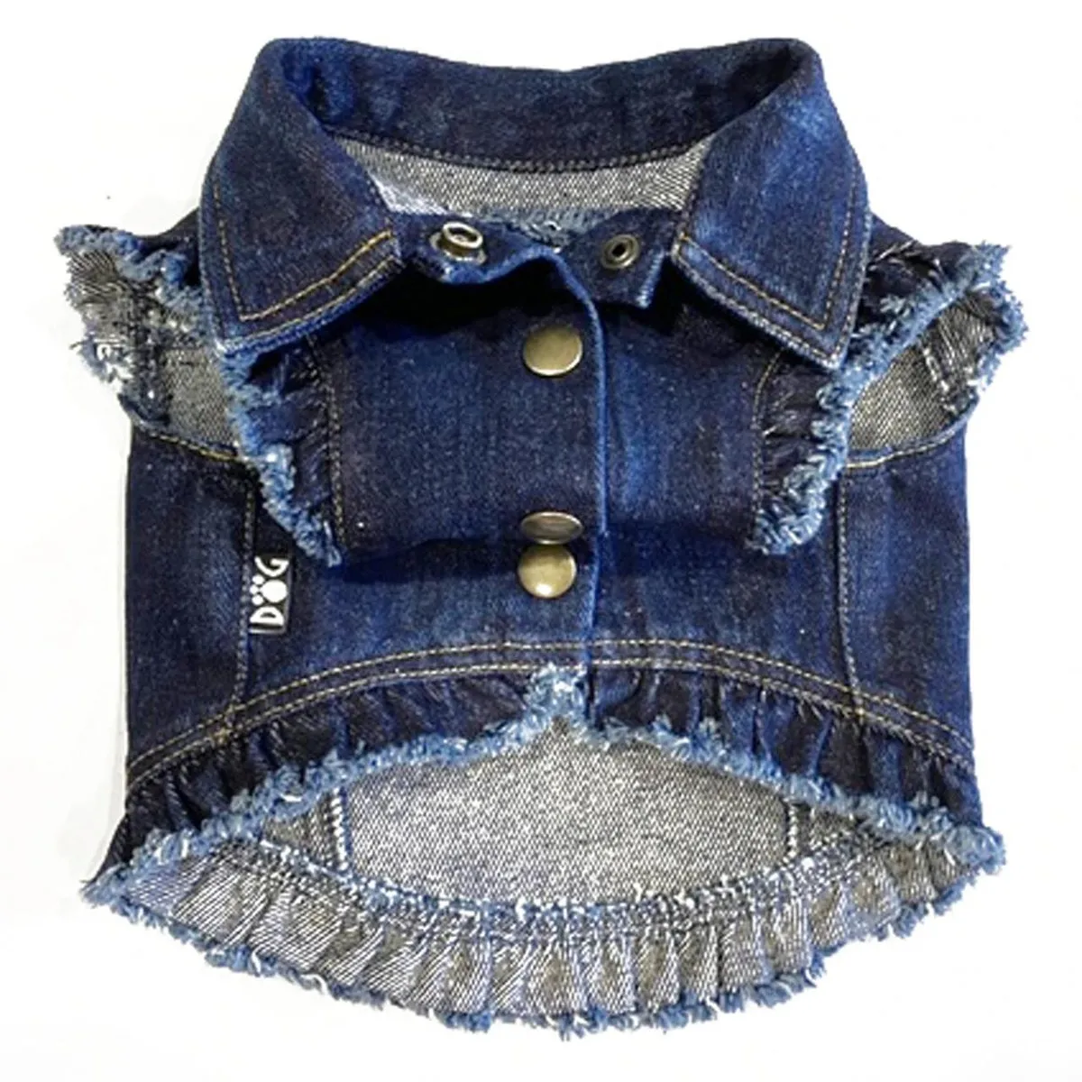 Custom Princess Denim Dog Jacket With Ruffles