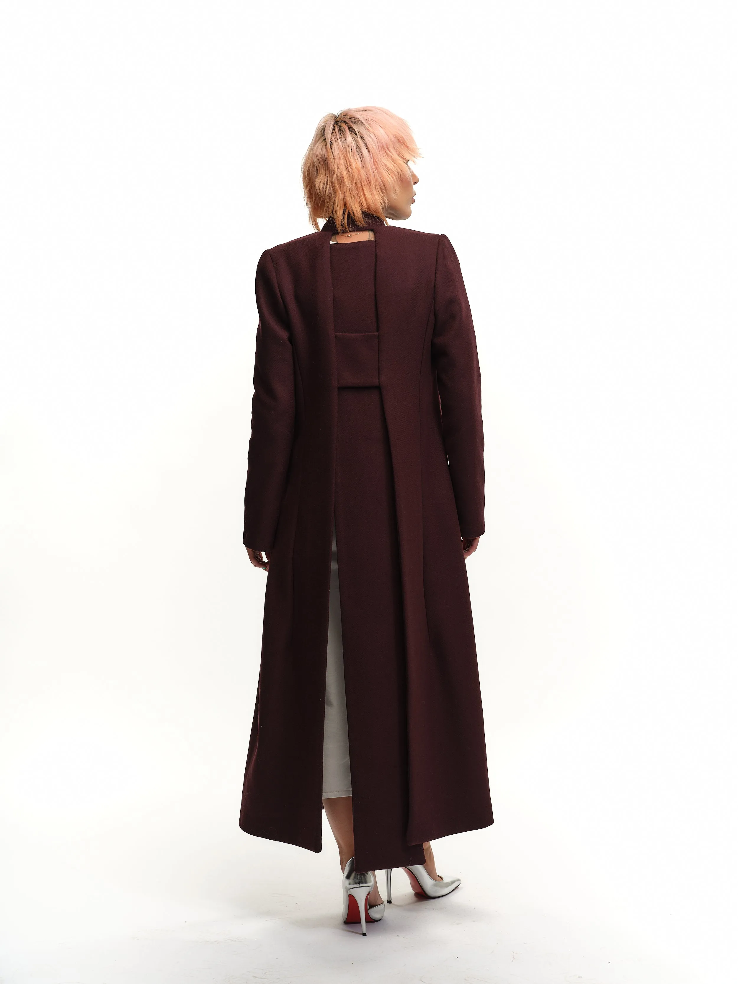 Cutout-Detailed Wool-Blend Coat