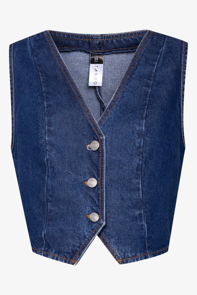 Denim Waist Coat Blue