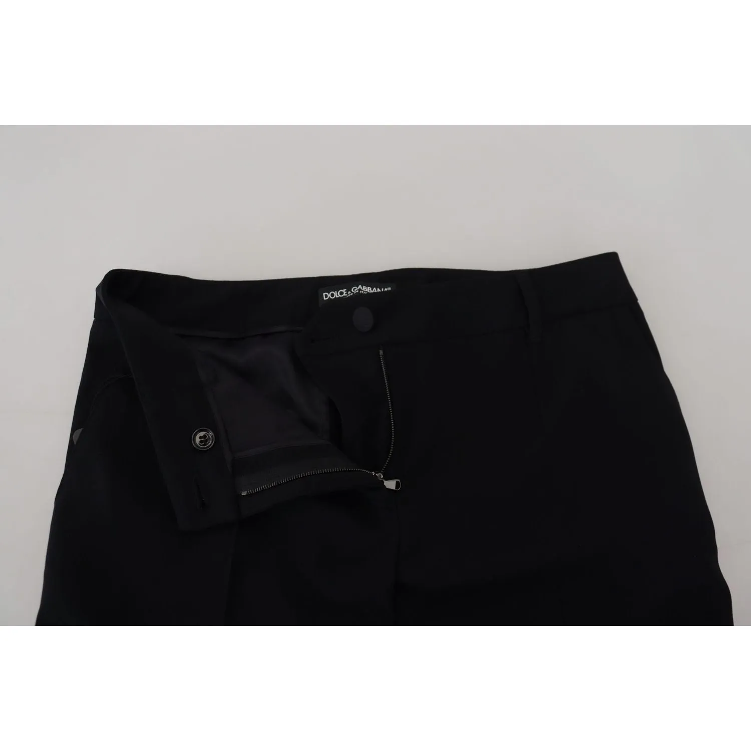 Dolce & Gabbana Elegant Black Wool-Silk Blend Trousers