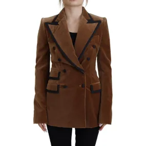 Dolce & Gabbana Elegant Double Breasted Brown Blazer Jacket