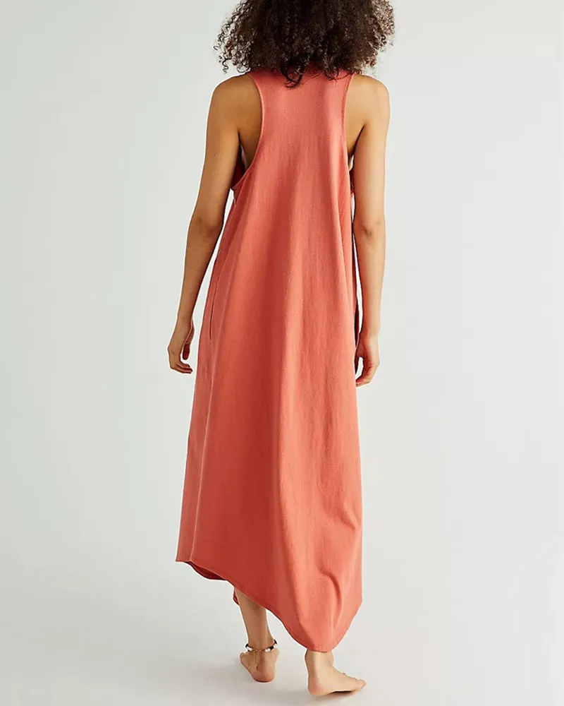 Double Pocket Sleeveless Maxi Dress