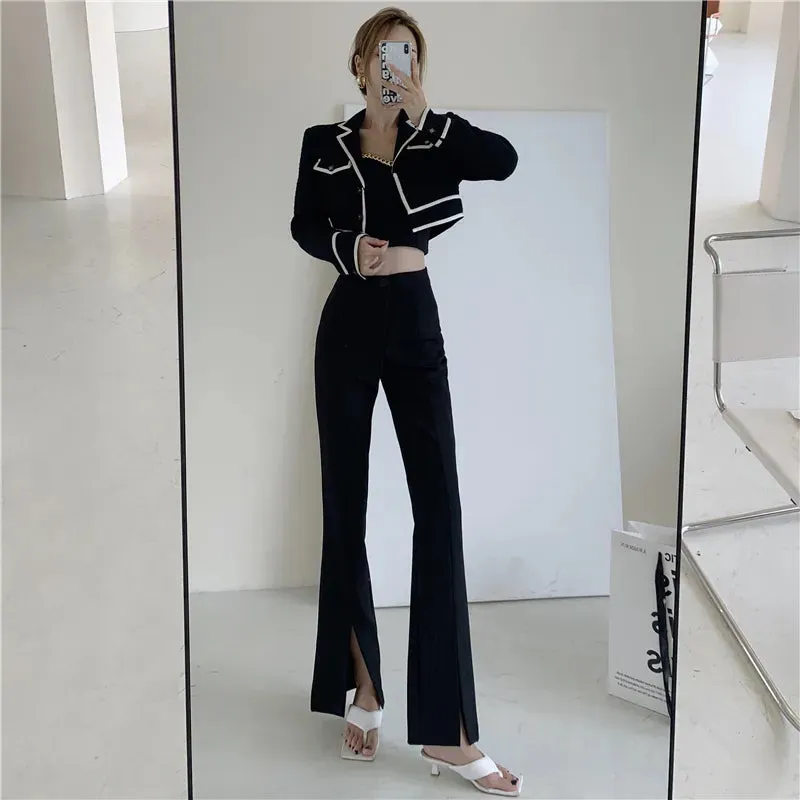 Elegant Flared Split Trousers