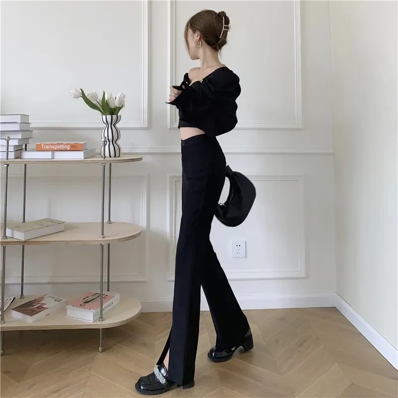 Elegant Flared Split Trousers