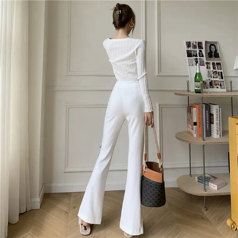 Elegant Flared Split Trousers