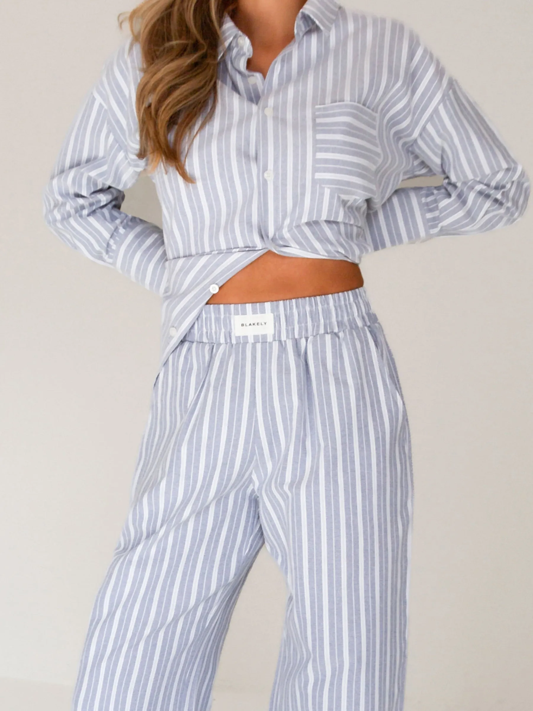 Elena Stripe Trousers - Blue