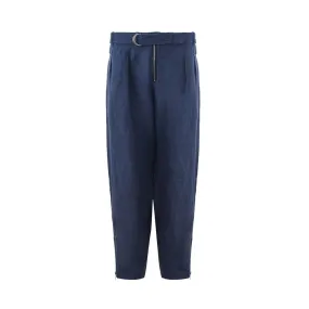 Emporio Armani Elegant Linen Blue Trousers for Men