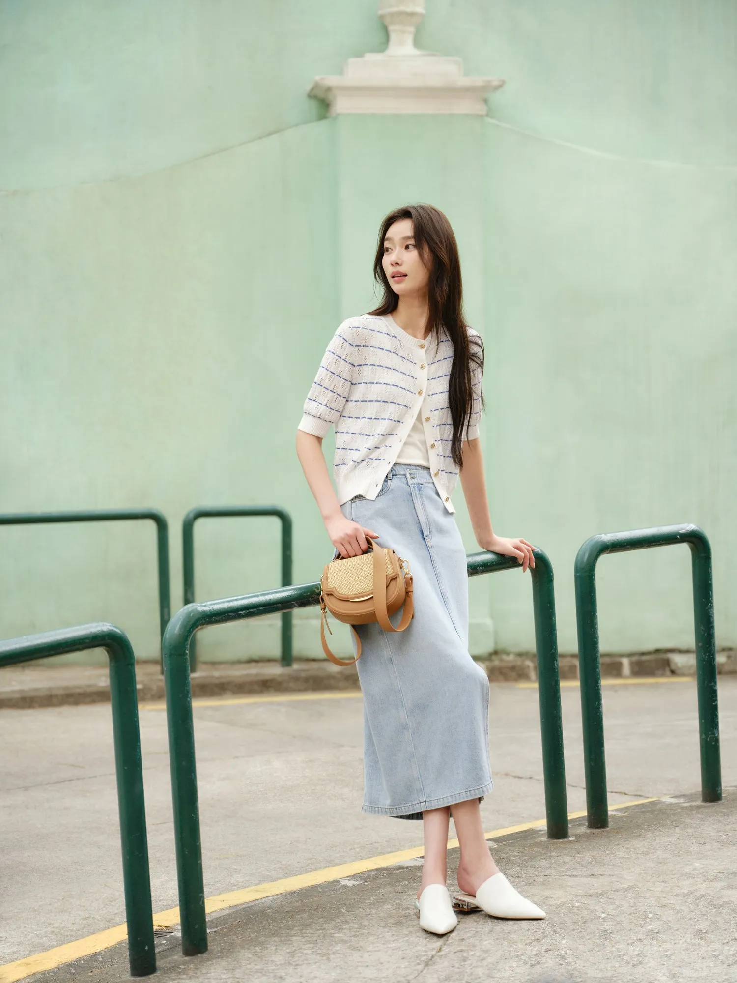 EP YAYING Vintage Style Denim Skirt