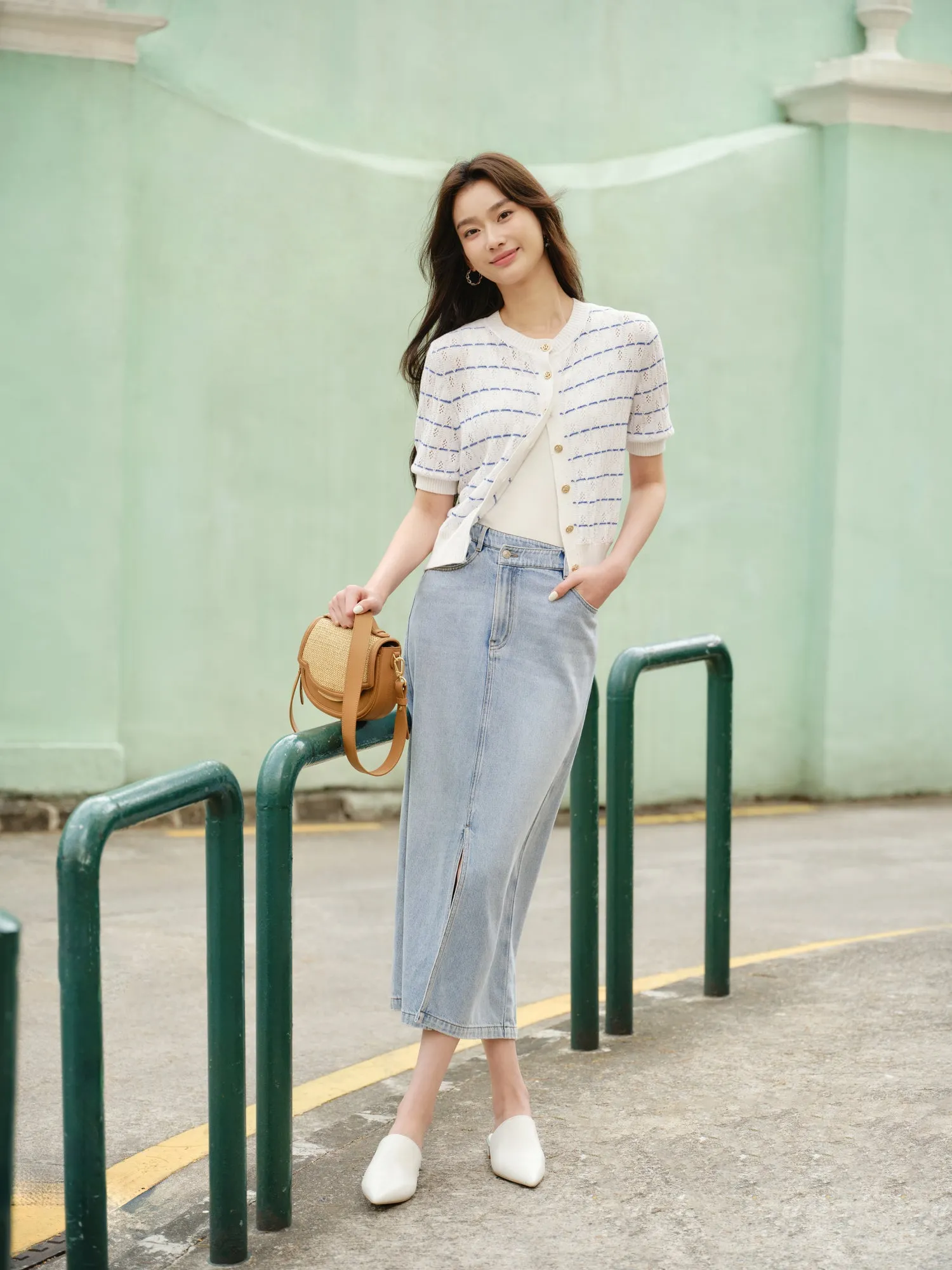 EP YAYING Vintage Style Denim Skirt