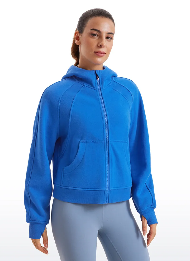 Fleece Lined Full Zip Hoodies with Thumb Holes