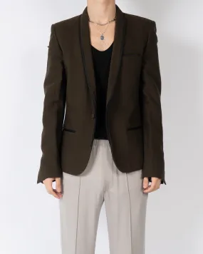 FW16 Cropped Brown Tuxedo Blazer