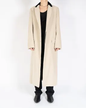 FW19 Beige Cord Coat with Black Velvet Collar