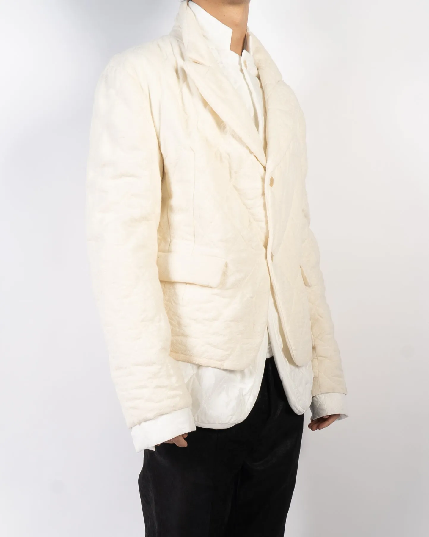 FW19 Double Layer Ivory Wool Blazer