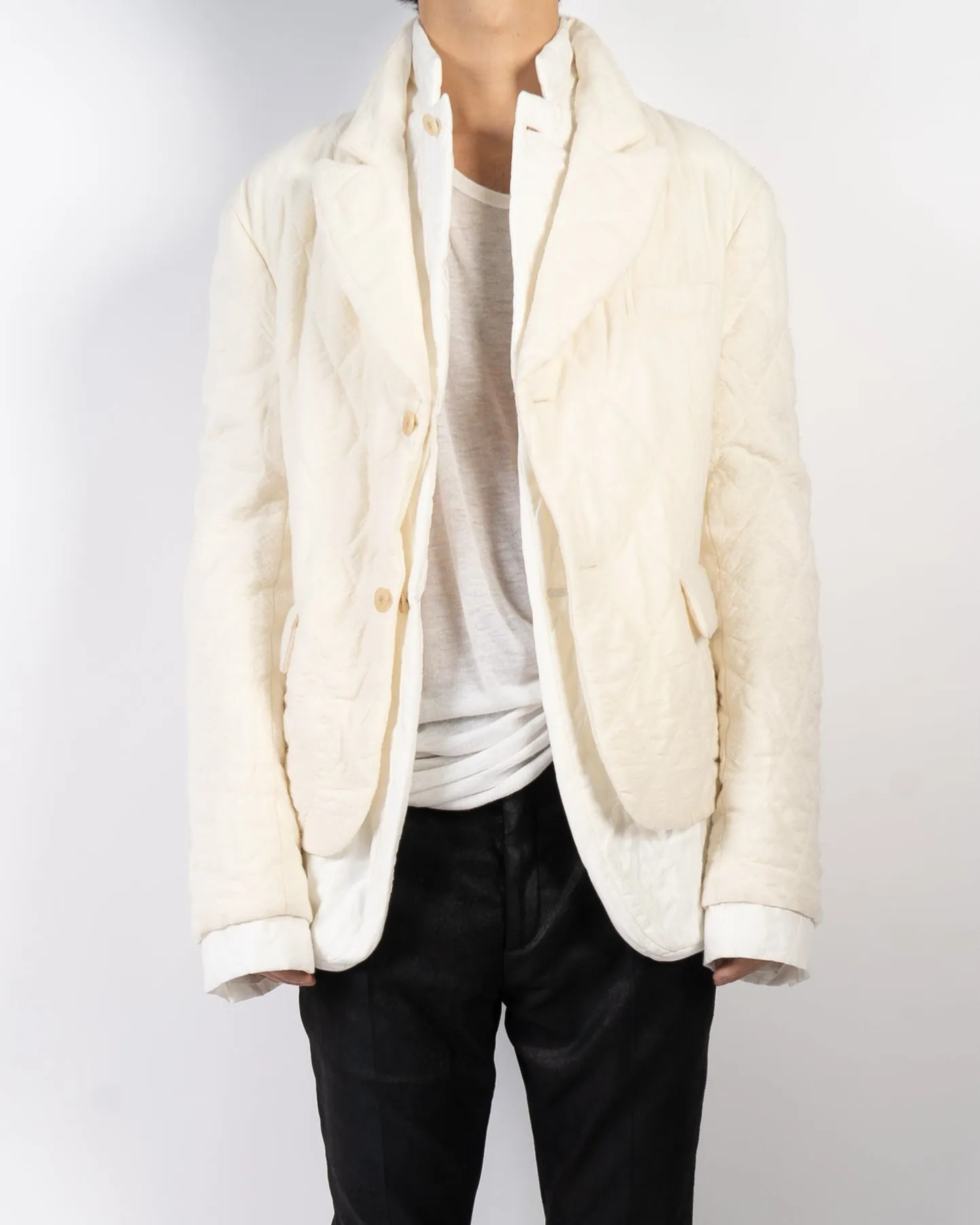 FW19 Double Layer Ivory Wool Blazer