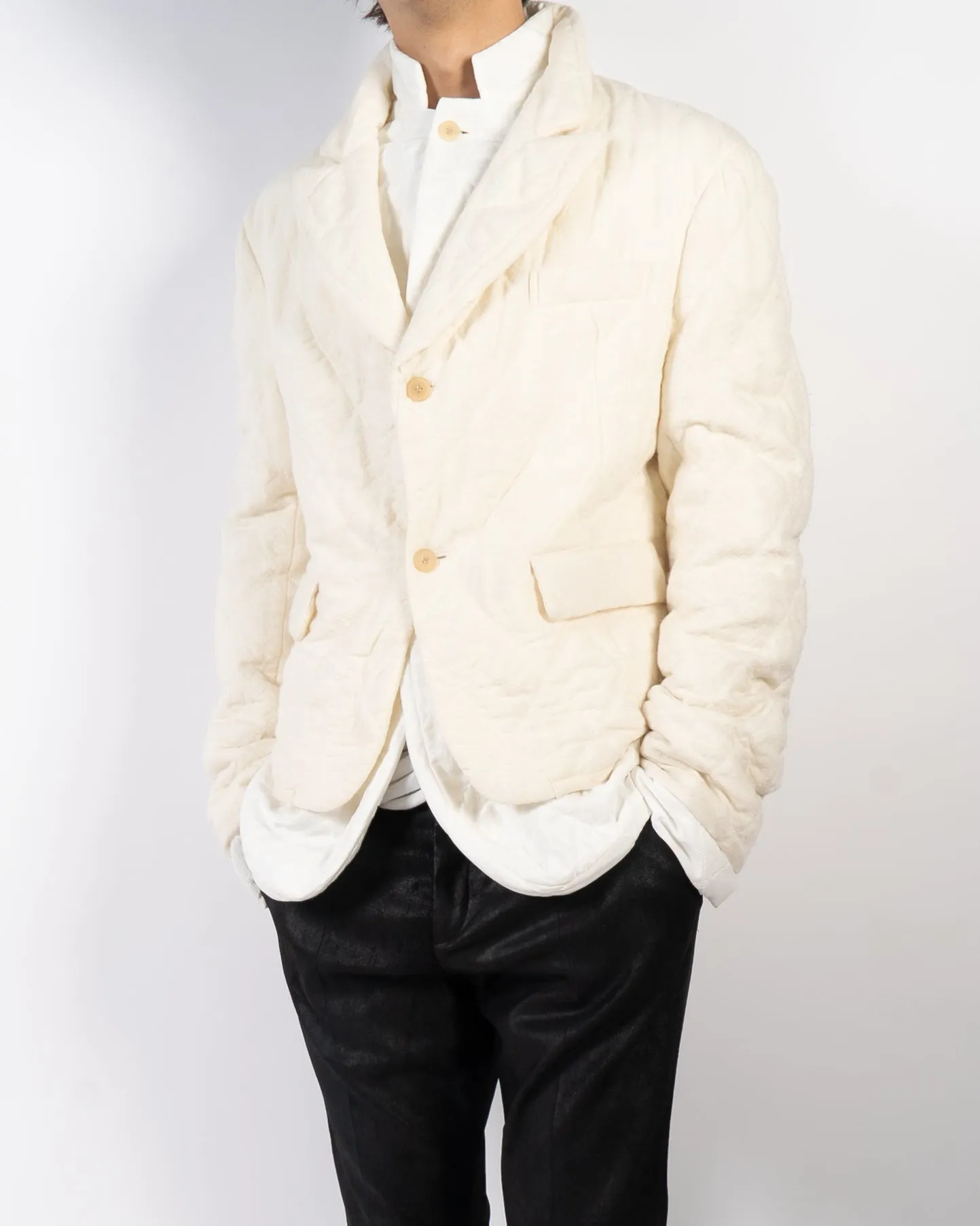 FW19 Double Layer Ivory Wool Blazer