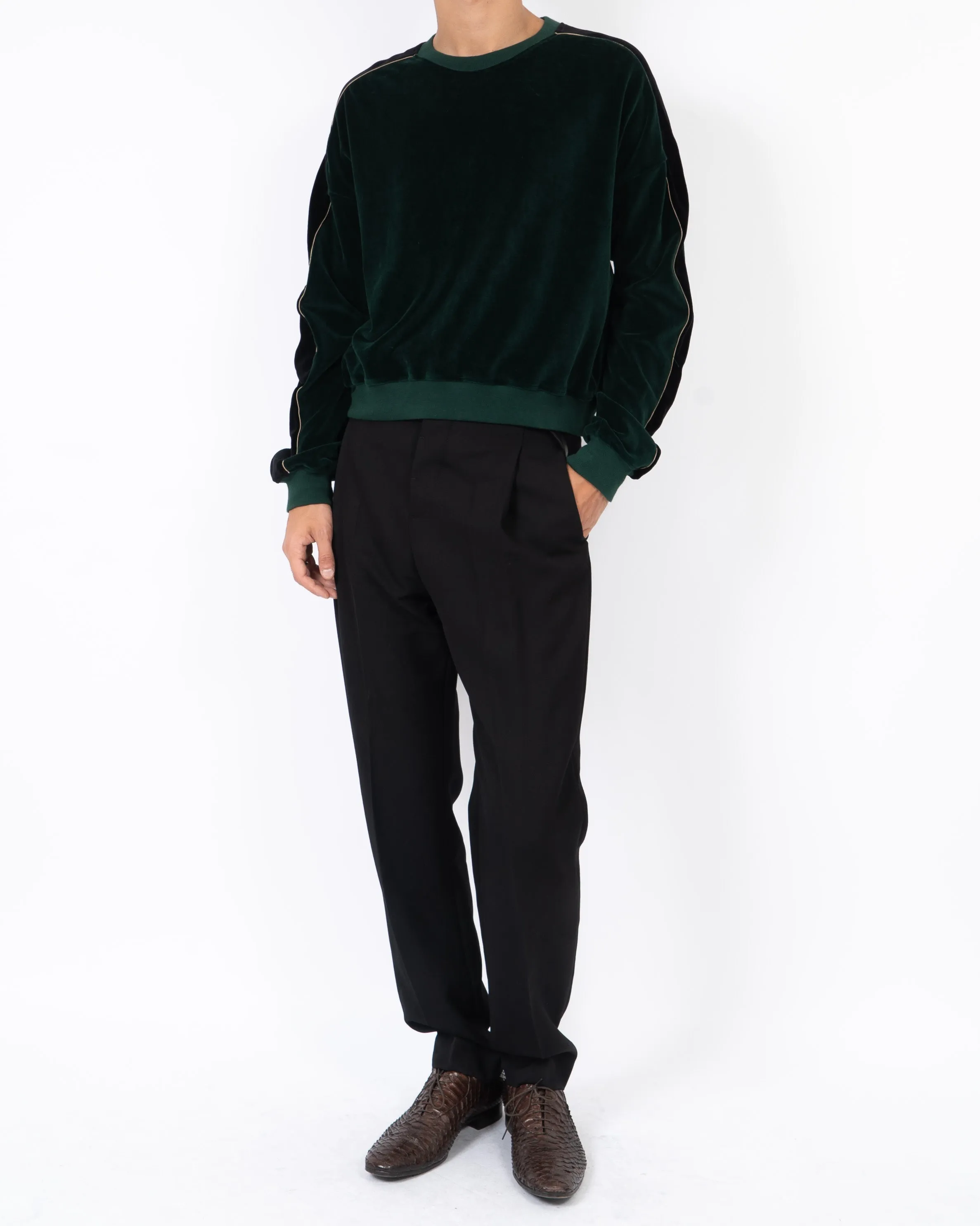 FW19 Green Freeman Striped Velour Sweater