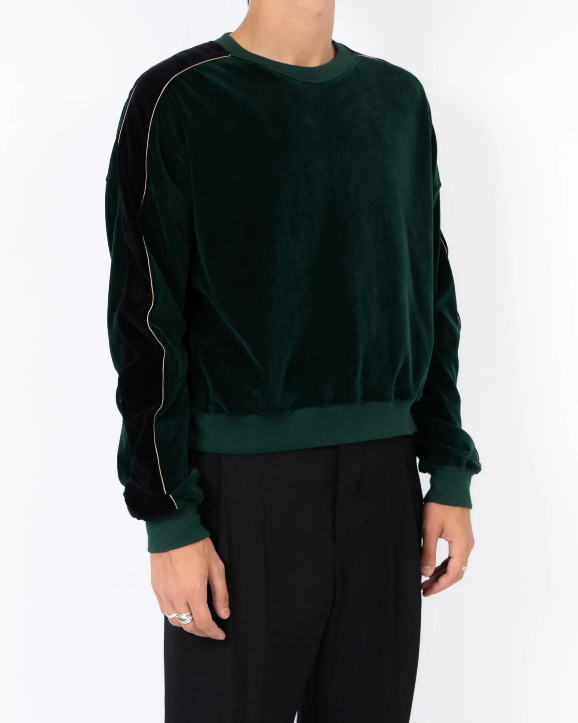 FW19 Green Freeman Striped Velour Sweater