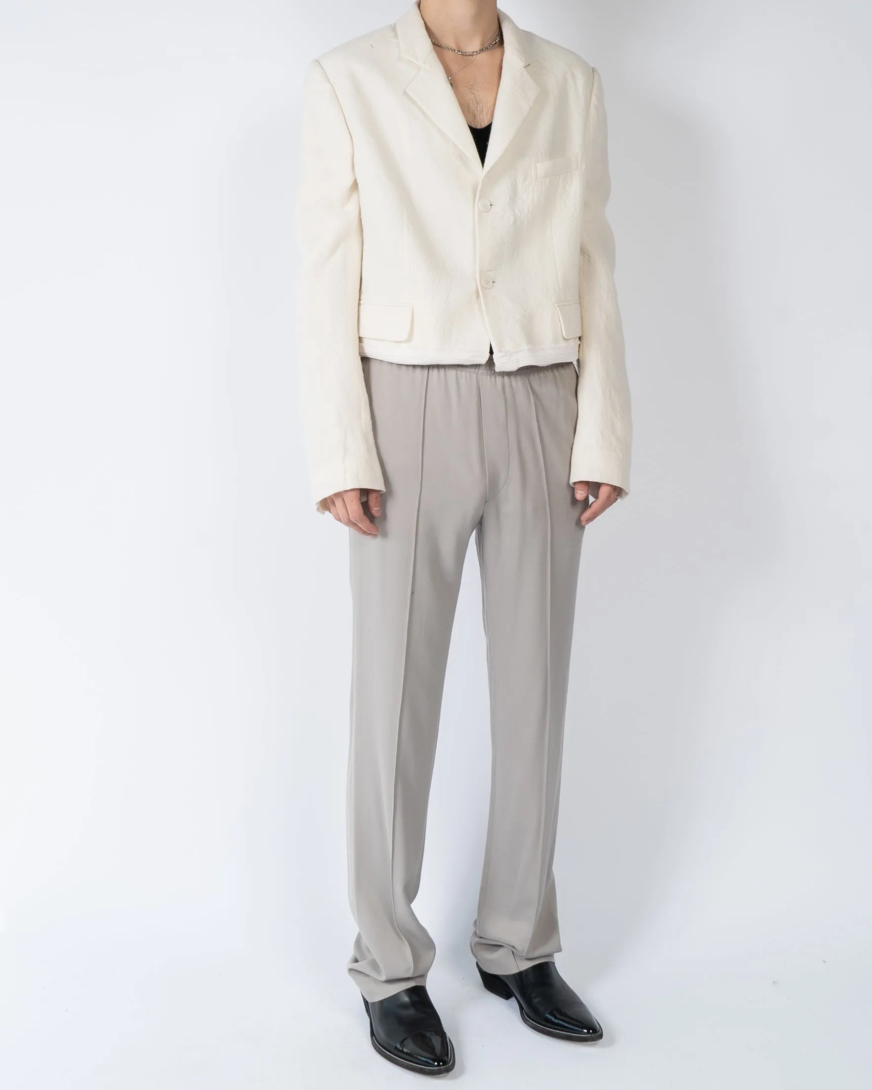 FW19 Ivory Wool Knitted Hem Blazer Sample 1 of 1 Sampe