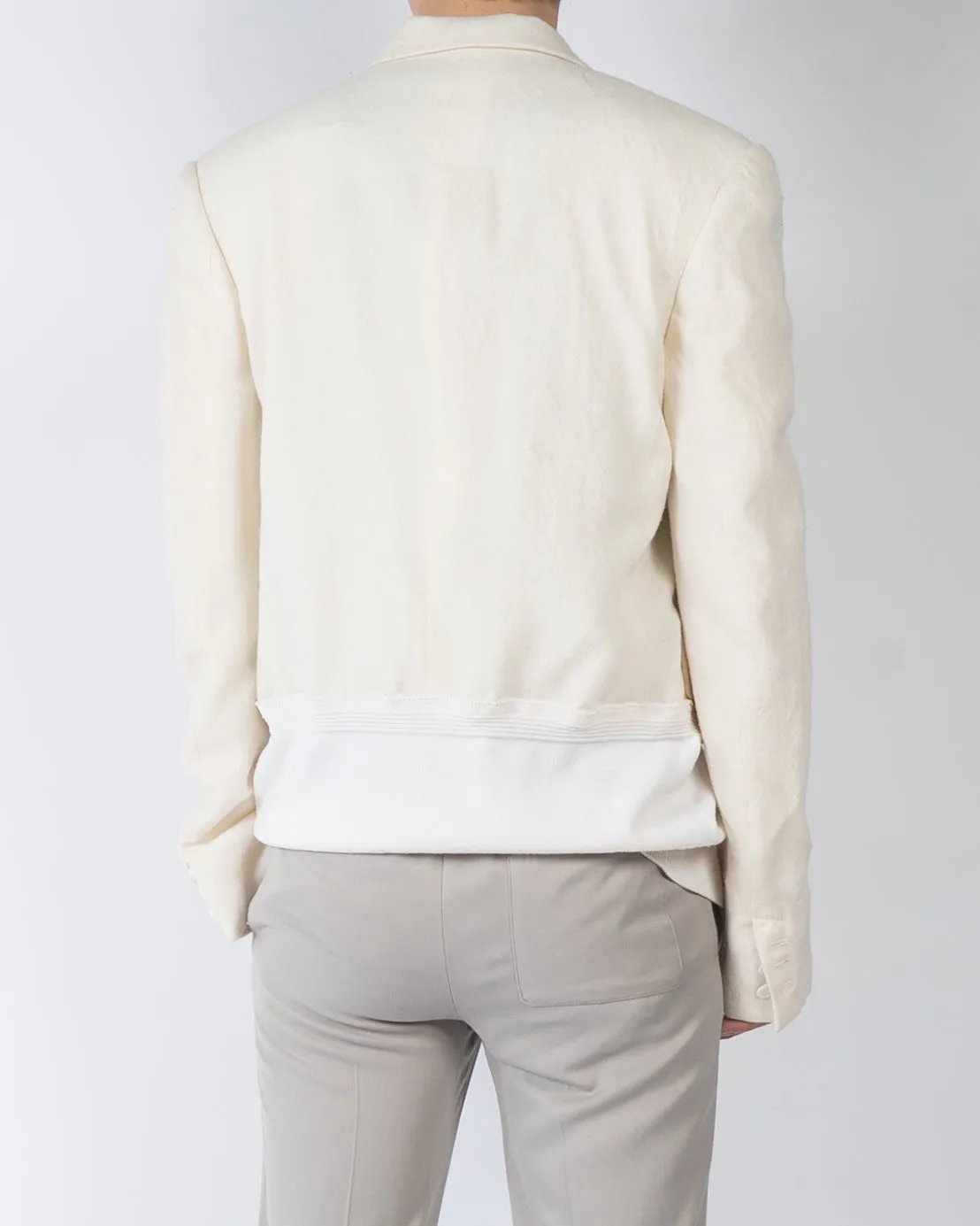 FW19 Ivory Wool Knitted Hem Blazer Sample 1 of 1 Sampe