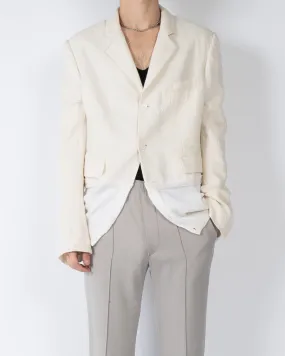 FW19 Ivory Wool Knitted Hem Blazer Sample 1 of 1 Sampe